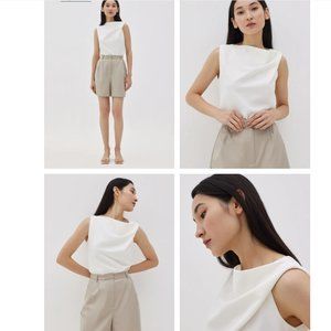 LOVE BONITO Lindea Drape Shell Top Black